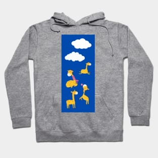 Clouds and Giraffes in Blue Hoodie